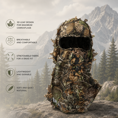 Leafy Camouflage Hood, Face Mask & Gloves Set