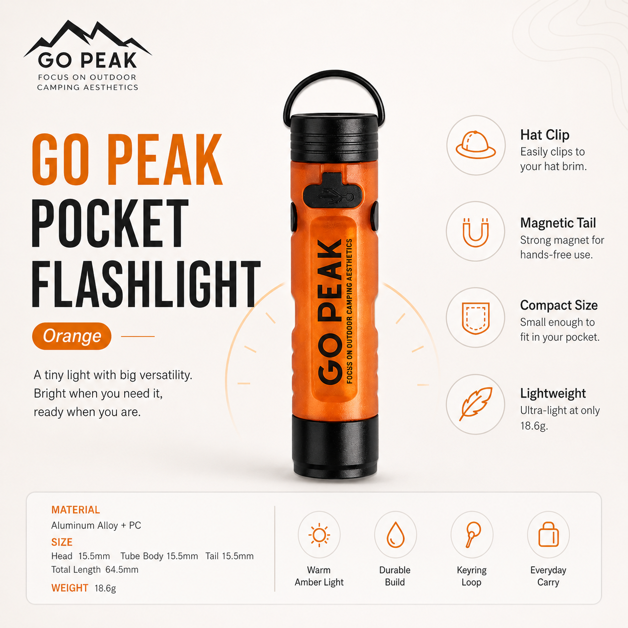 Pocket Mini LED Flashlight with Key Clip