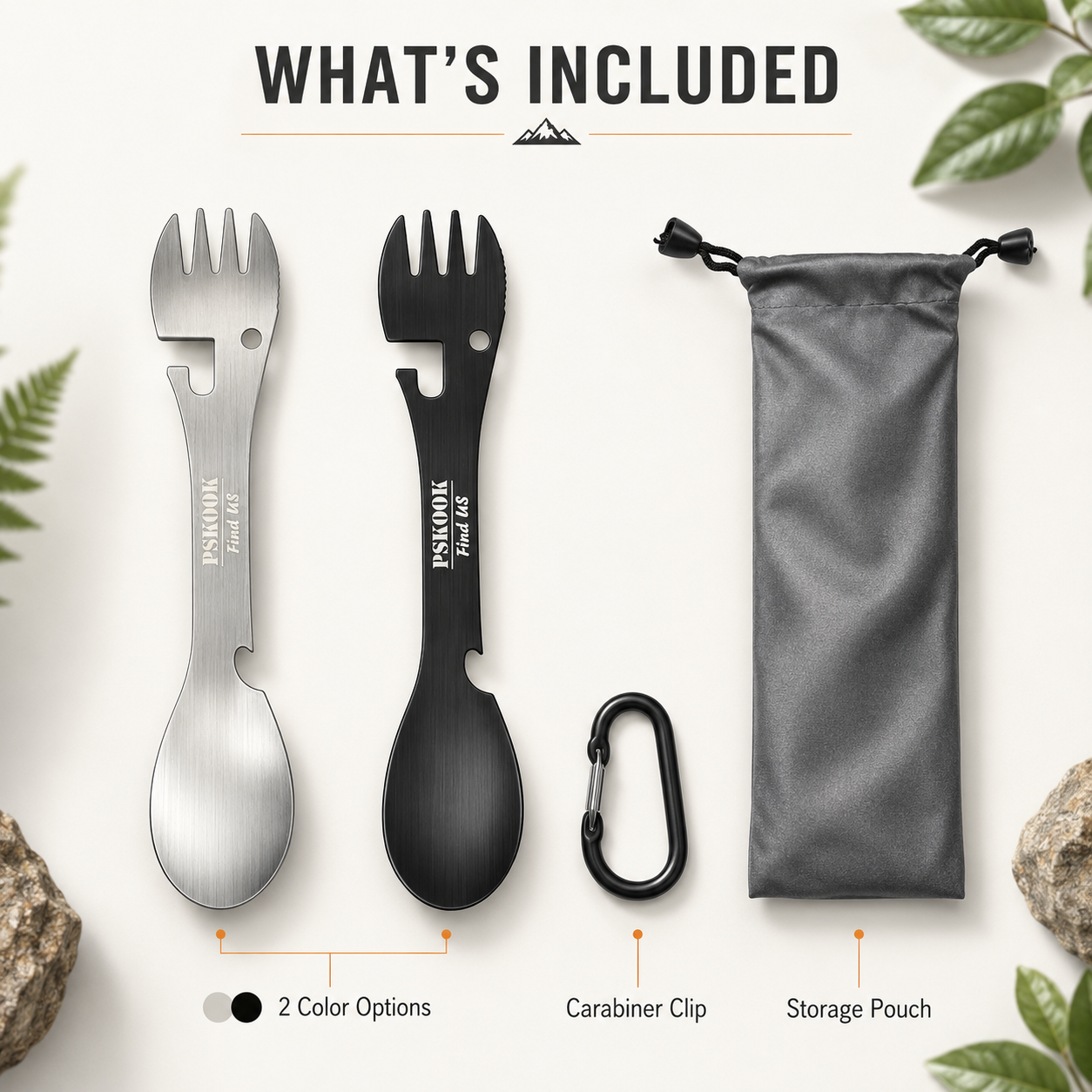 5-in-1 Stainless Steel Camping Cutlery & Survival Tool