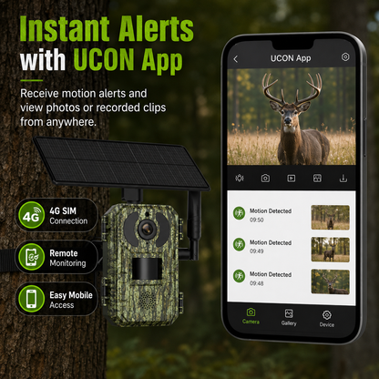 SolarGuard 4G Trail Camera – 2K Wildlife Monitor with Night Vision & UCON App