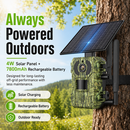SolarGuard 4G Trail Camera – 2K Wildlife Monitor with Night Vision & UCON App