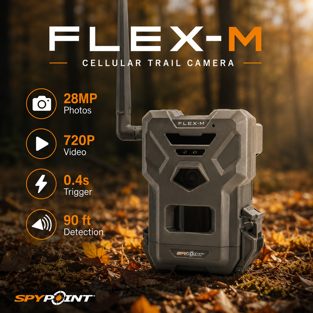 SPYPOINT Flex-M Cellular Trail Camera, 28MP, Dual-SIM LTE