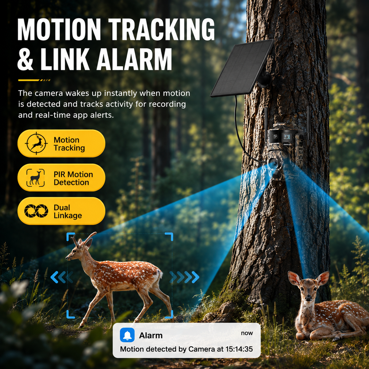 INQMEGA 60X Zoom 4G Solar PTZ Camera – 12MP Wildlife Hunting Camera with Remote Live Monitoring