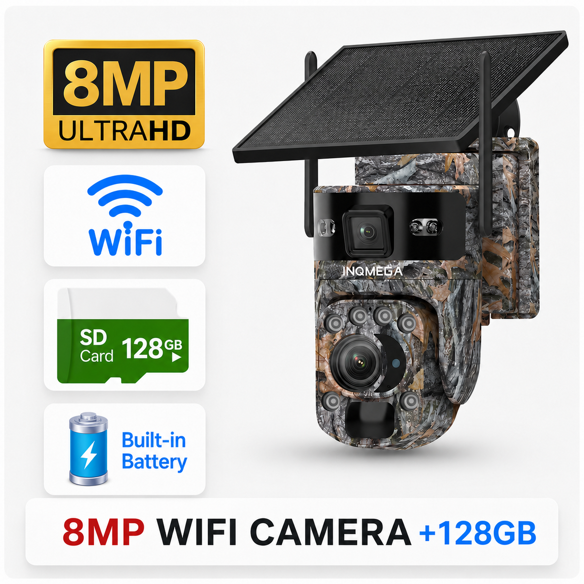 INQMEGA 60X Zoom 4G Solar PTZ Camera – 12MP Wildlife Hunting Camera with Remote Live Monitoring